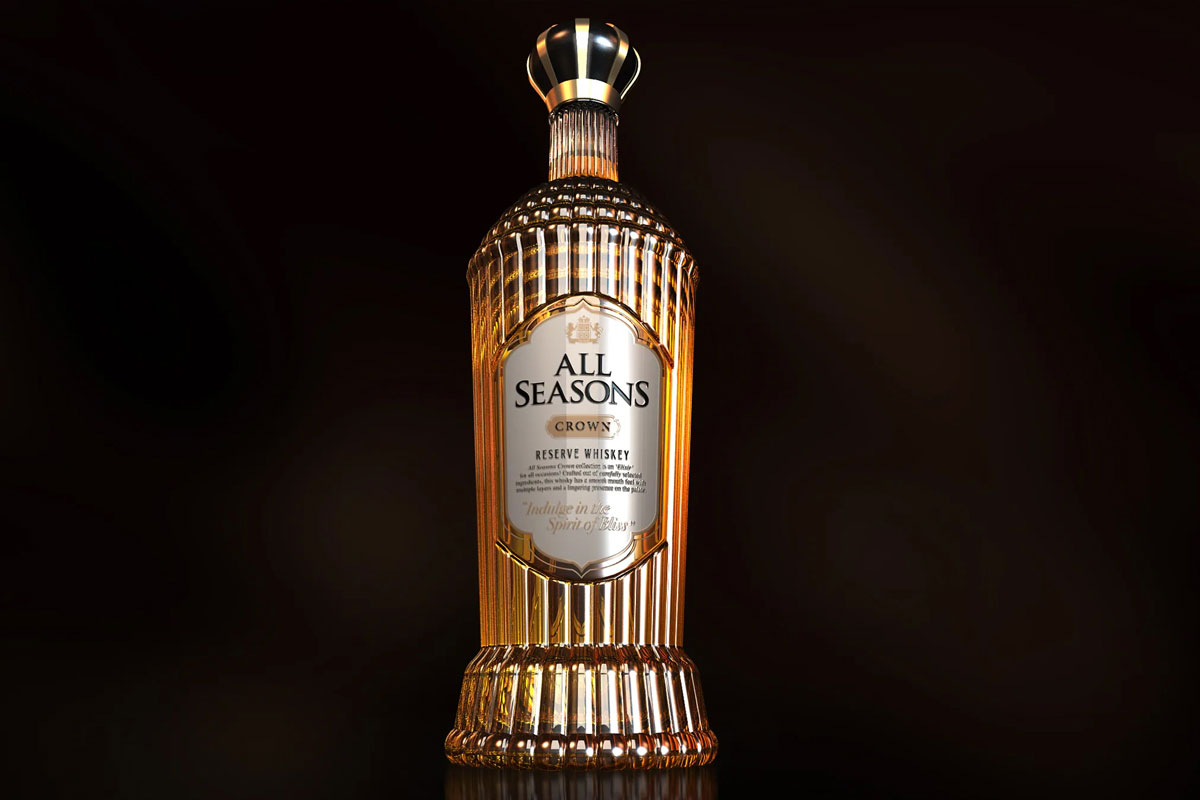 四季皇冠包装瓶设计 苏格兰Seasons Crown Whiskey威士忌包装设计
