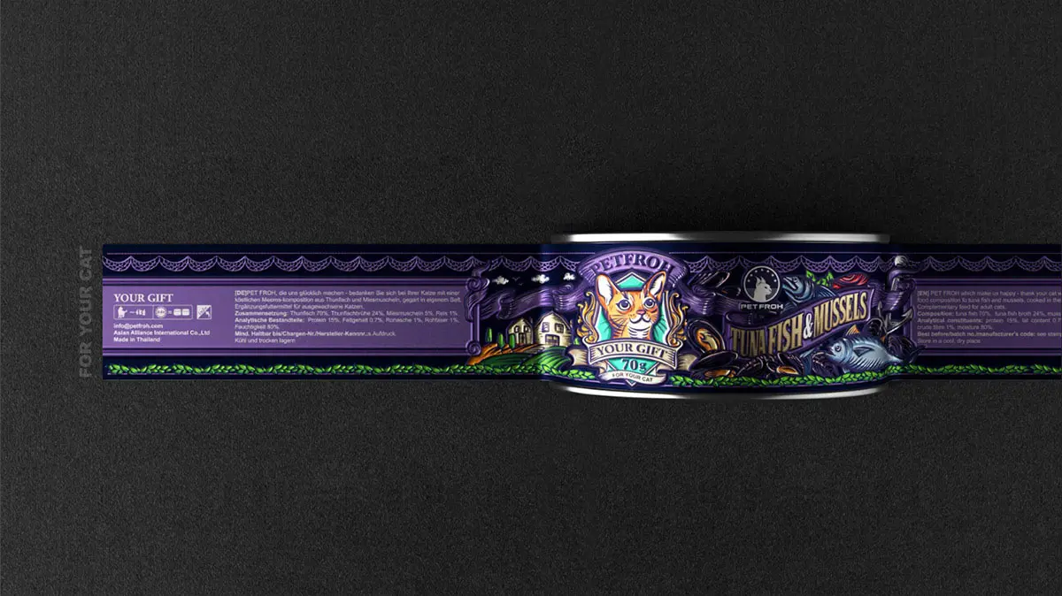 猫罐头标签设计