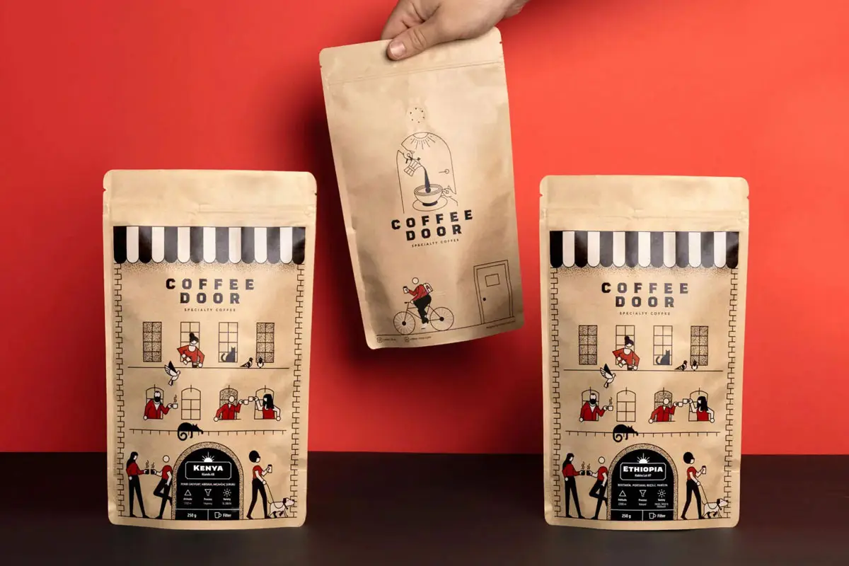 建筑插画包装设计 COFFEE DOOR咖啡包装设计