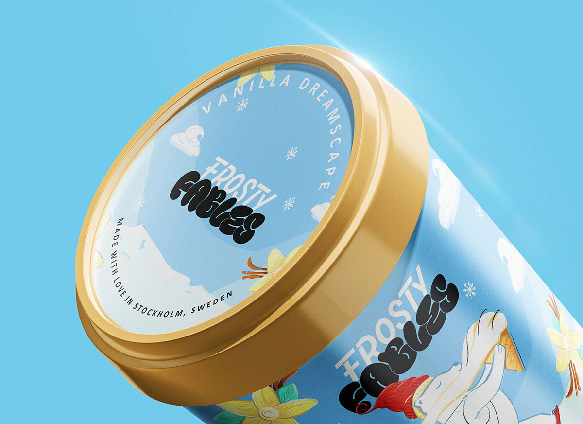 美国Frosty Fable冰淇淋包装-动物插画设计