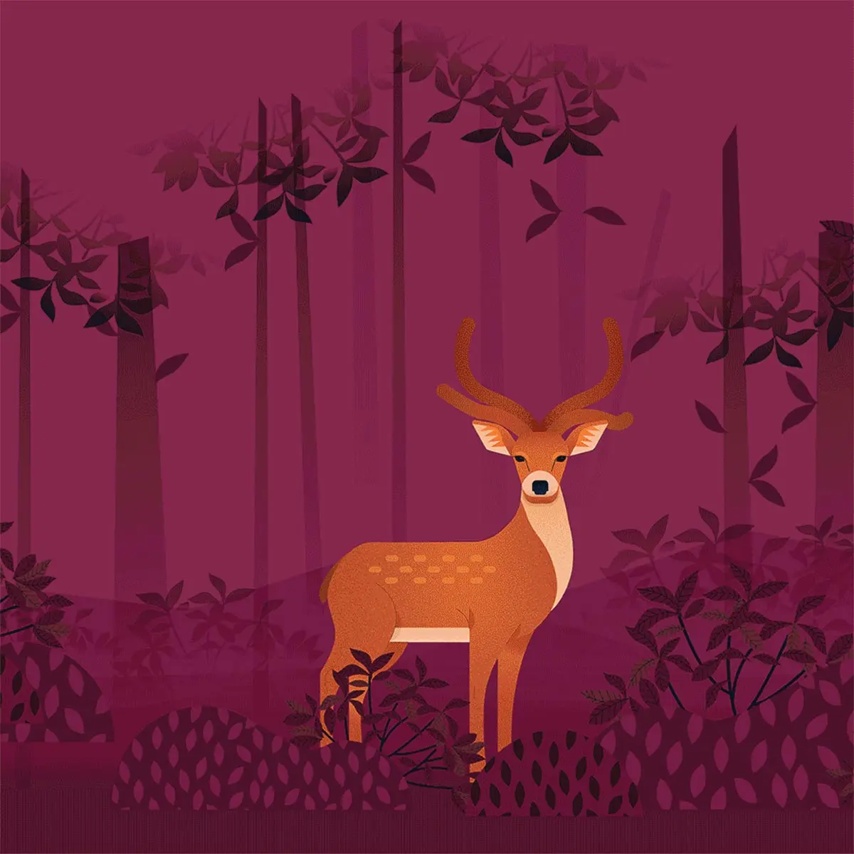 鹿插画标签设计