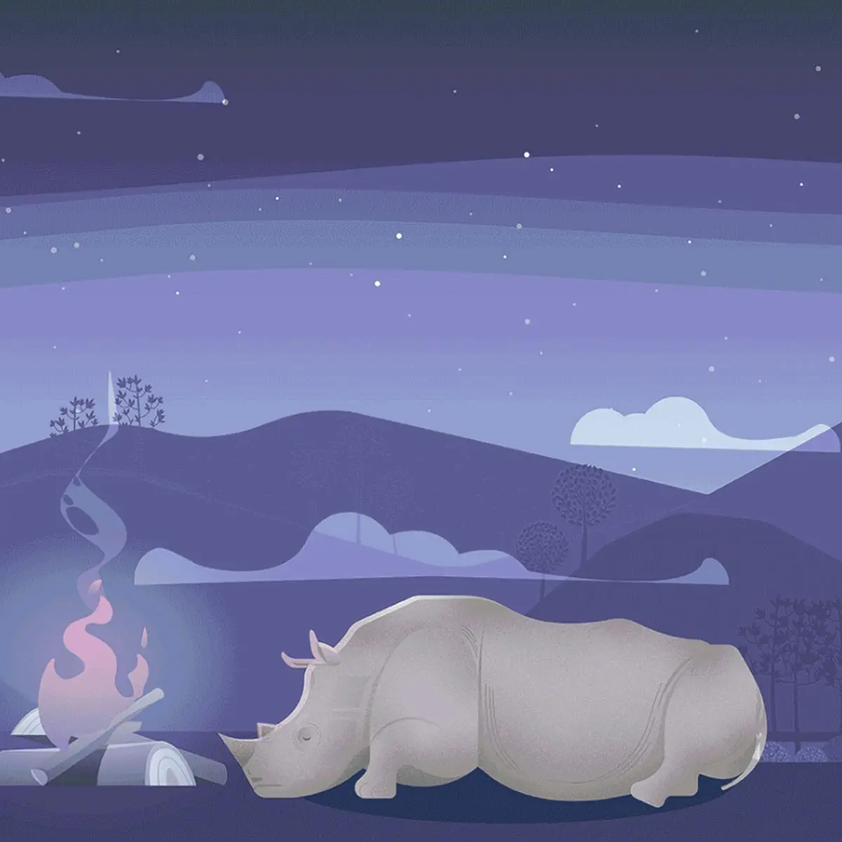 犀牛插画标签设计