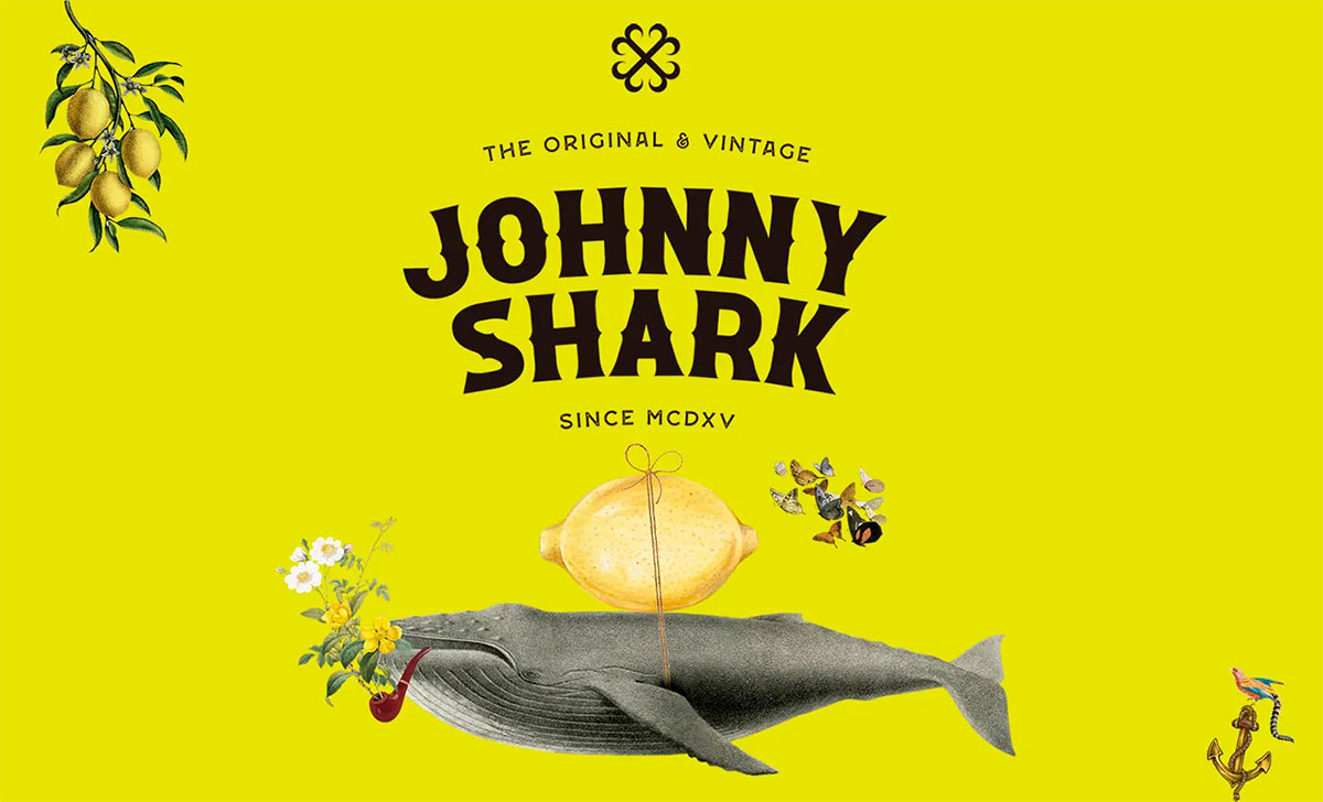 意大利Johnny Shark柠檬酒包装-鲨鱼插画设计