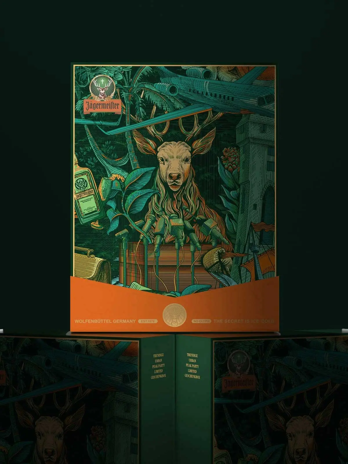 德国Jagermeister野格洋酒-鹿角插画设计