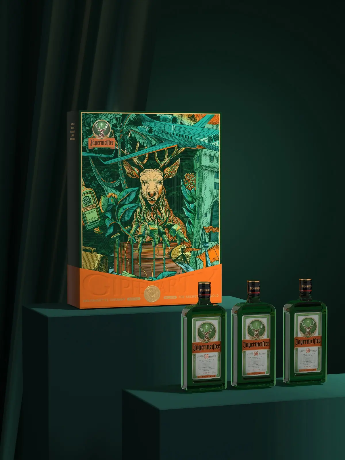 德国Jagermeister野格洋酒-鹿角插画设计