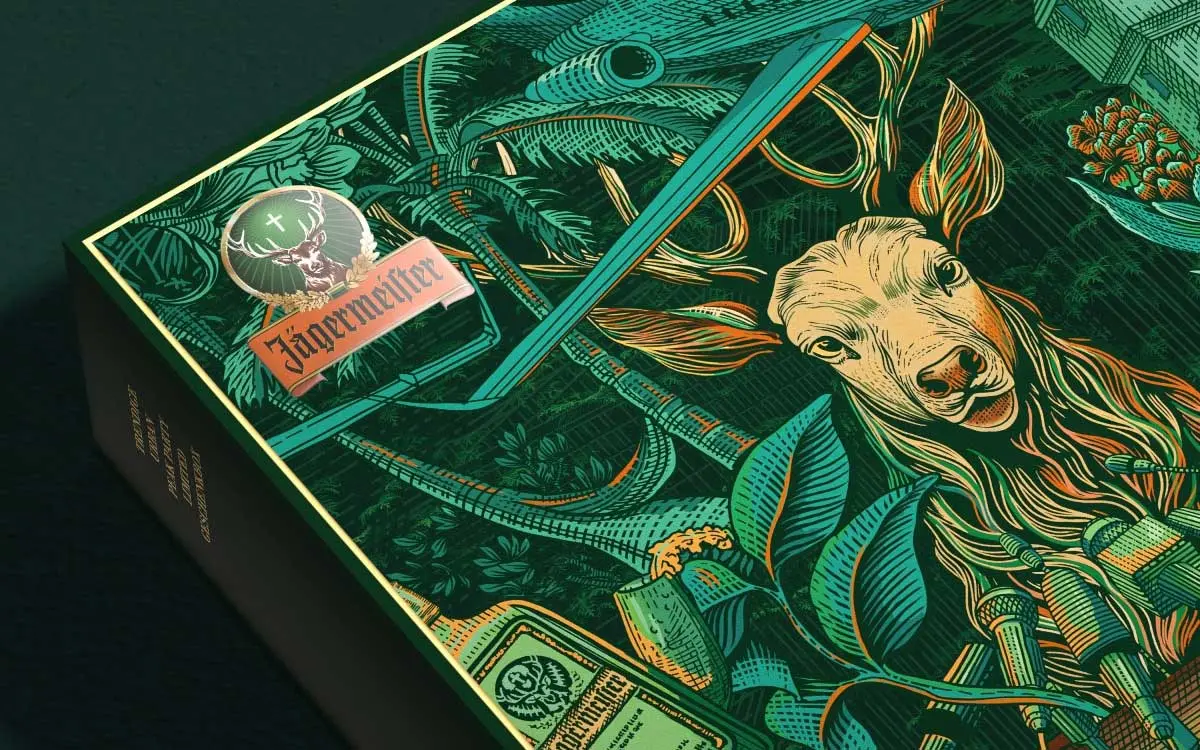 德国Jagermeister野格洋酒-鹿角插画设计