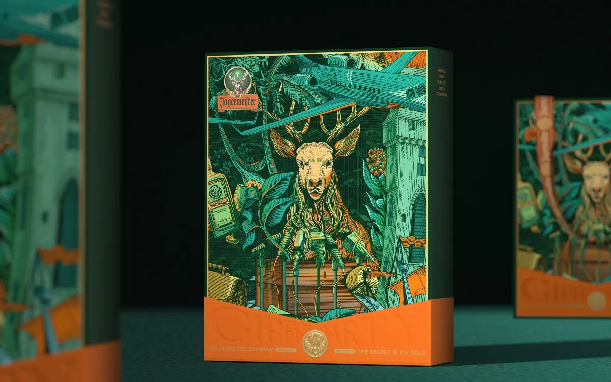 德国Jagermeister野格洋酒-鹿角插画设计