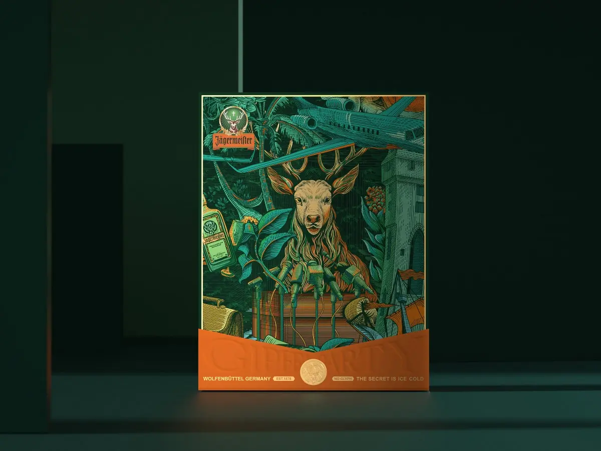 德国Jagermeister野格洋酒-鹿角插画设计