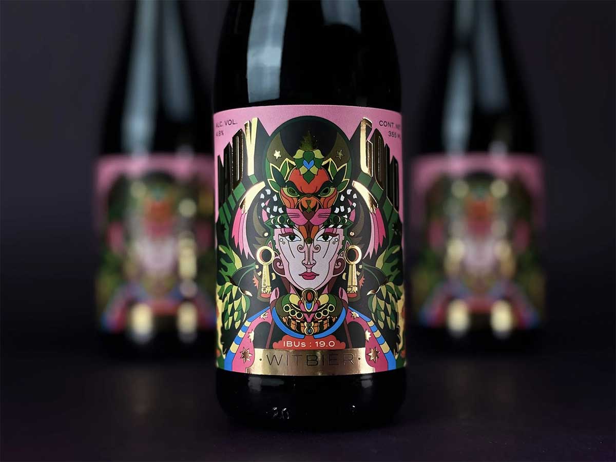 白啤酒酒标设计 女士金啤酒包装设计