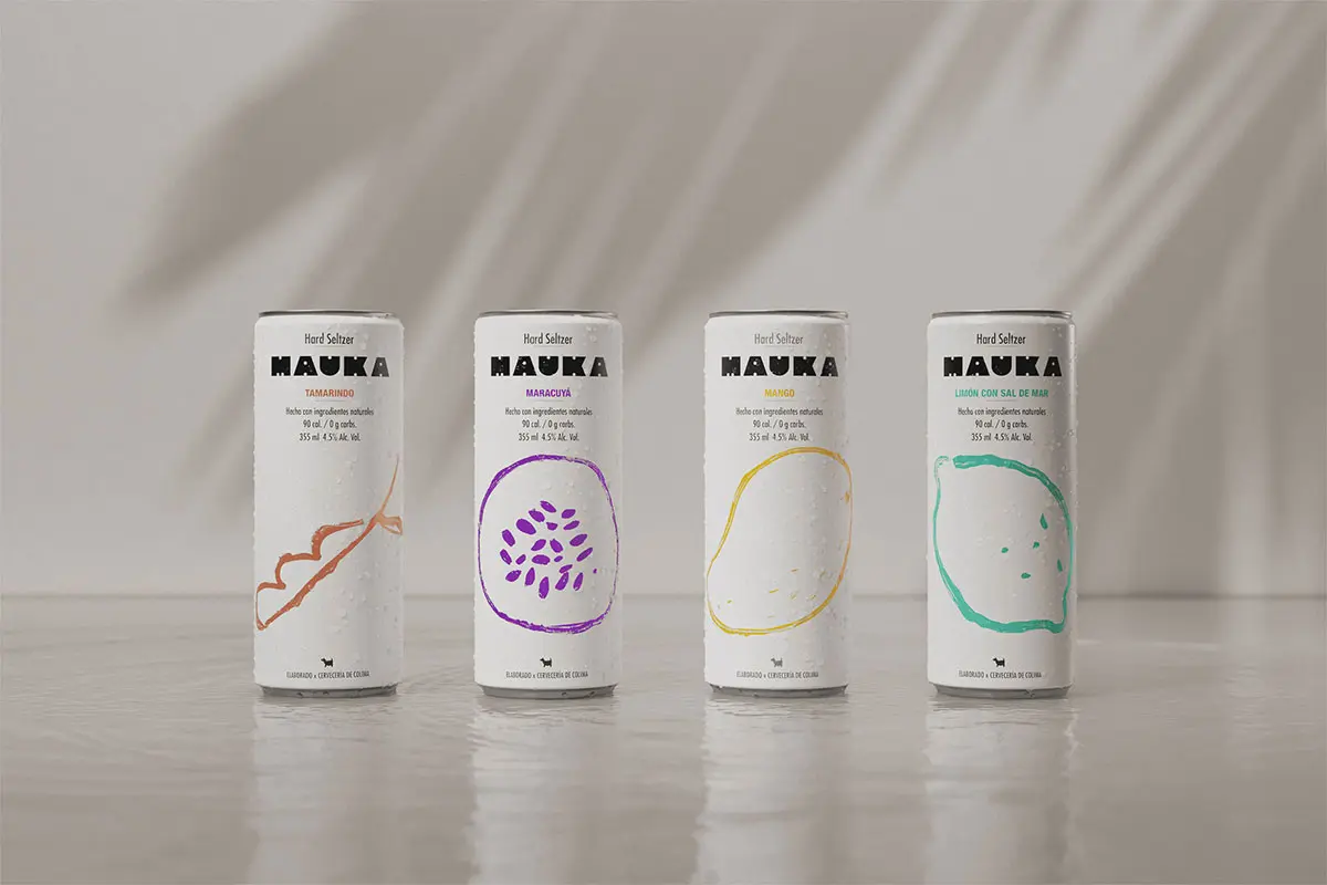 水彩笔触包装设计 Mauka苏打饮料包装设计