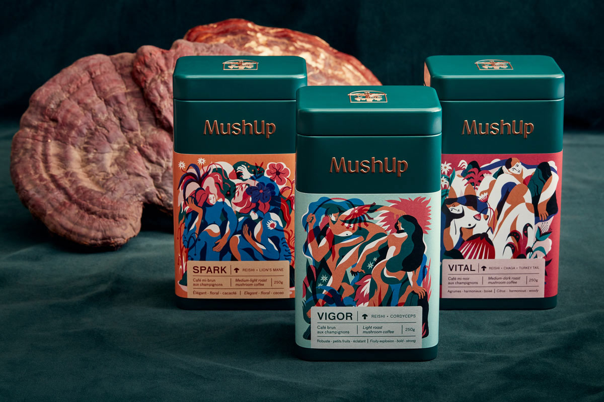 艺术插画包装盒设计 加拿大Mushup咖啡包装设计