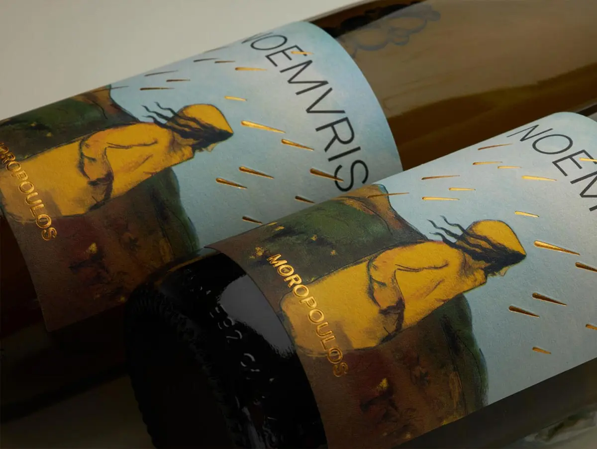 葡萄农剪影标签设计