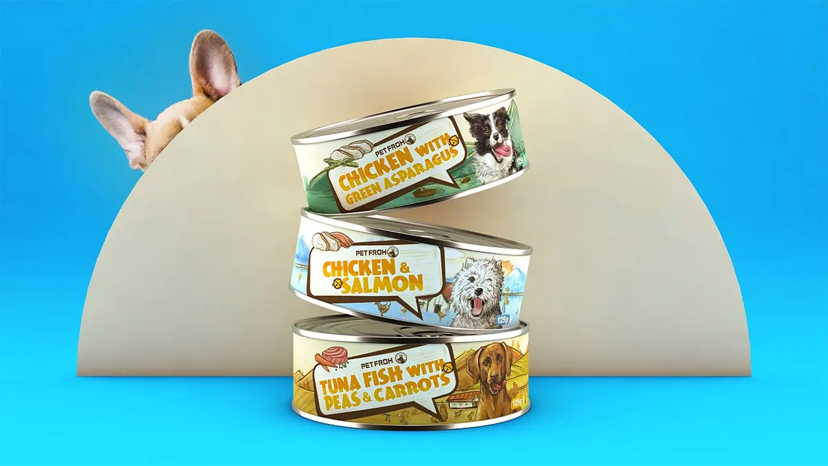 狗手绘插画标签设计