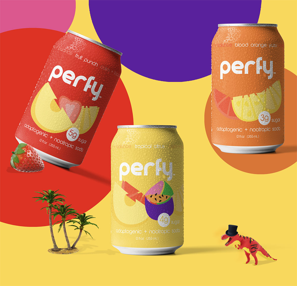 Perfy苏打水瓶包装设计、健康饮品包装设计