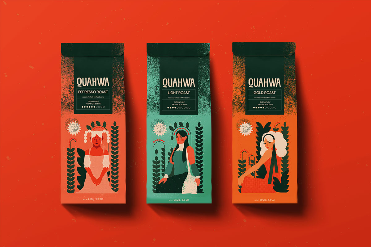 人物插画包装瓶设计 阿拉伯QUAHWA咖啡包装设计