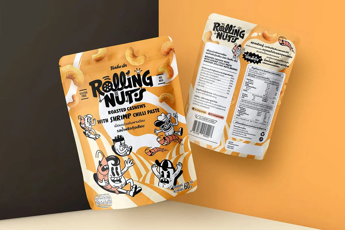 腰果包装袋设计 Rolling Nuts腰果包装设计
