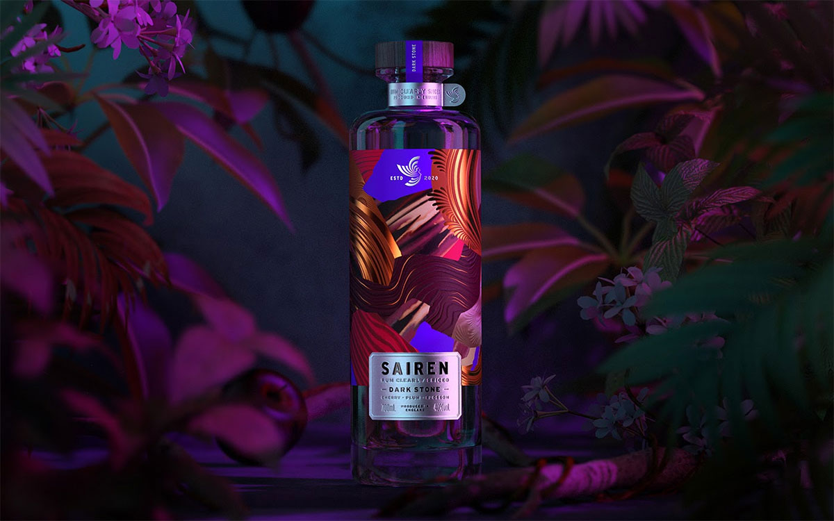 英国SAIREN朗姆酒-流光溢彩肌理设计
