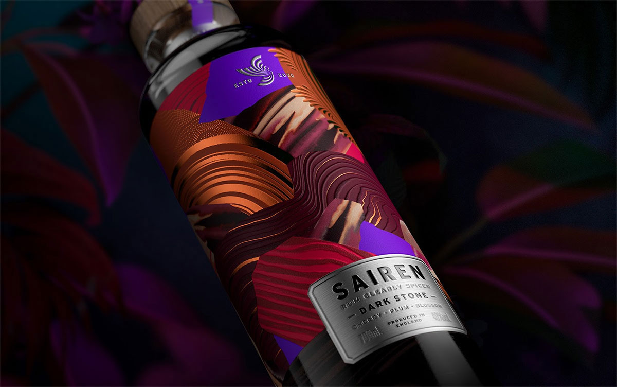 英国SAIREN朗姆酒-流光溢彩肌理设计