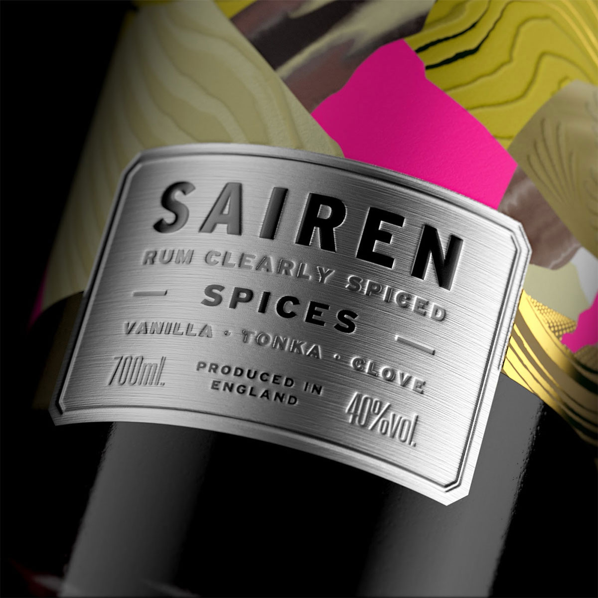英国SAIREN朗姆酒-流光溢彩肌理设计