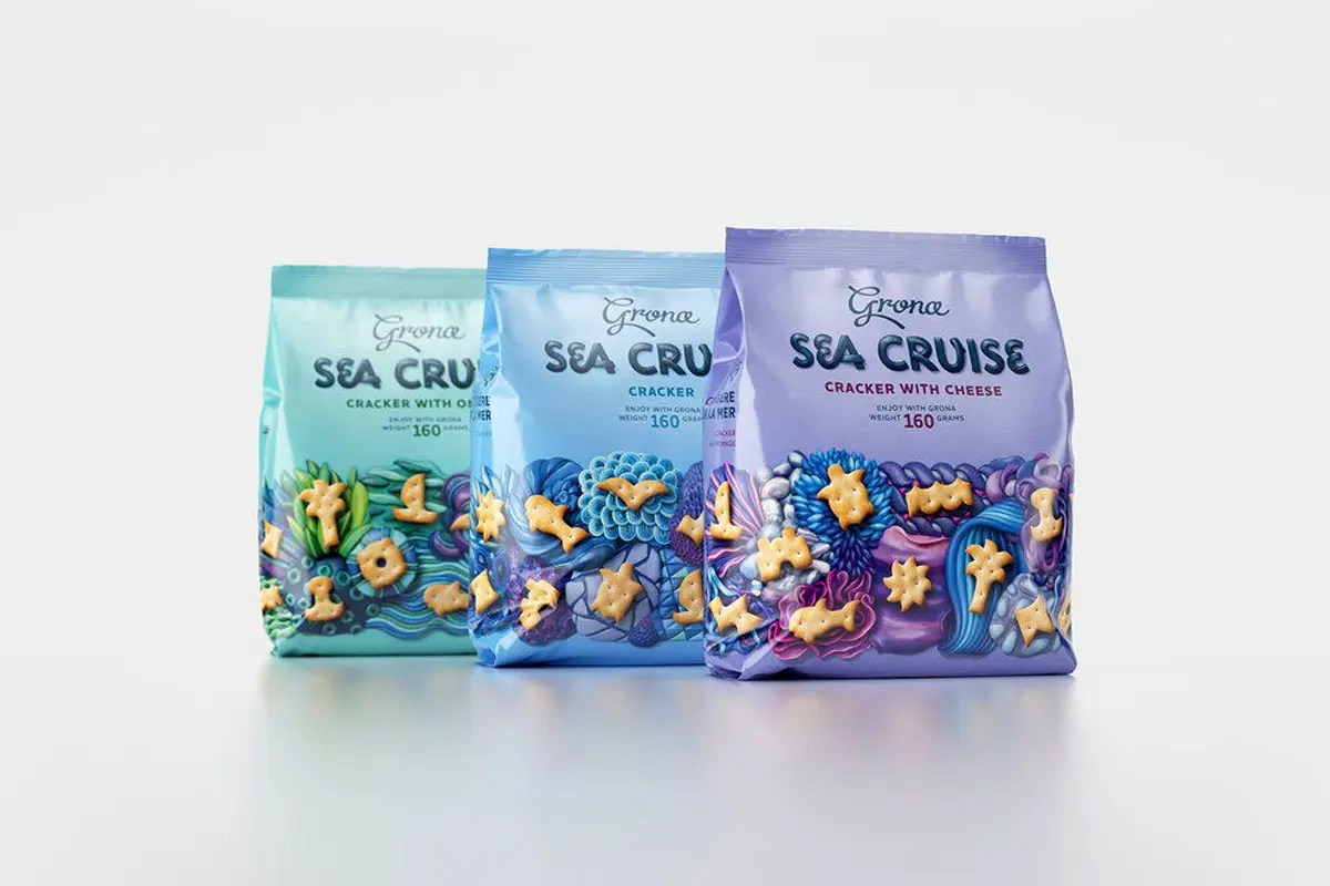 黏土雕塑包装袋设计 Grona零食饼干包装设计