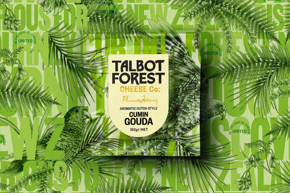 绿植鸟包装袋设计 新西兰TALBOT FOREST奶酪包装设计