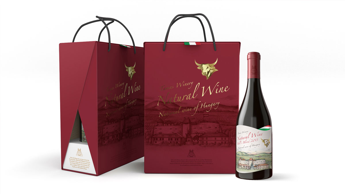 匈牙利Tamas Winery红酒-公牛酒庄插画设计