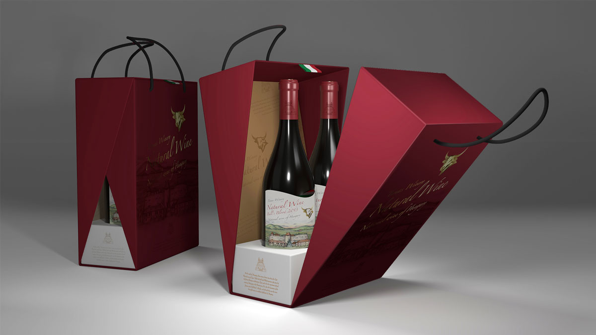 匈牙利Tamas Winery红酒-公牛酒庄插画设计