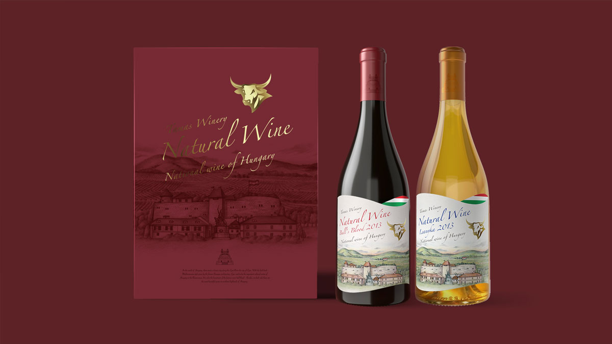 匈牙利Tamas Winery红酒-公牛酒庄插画设计