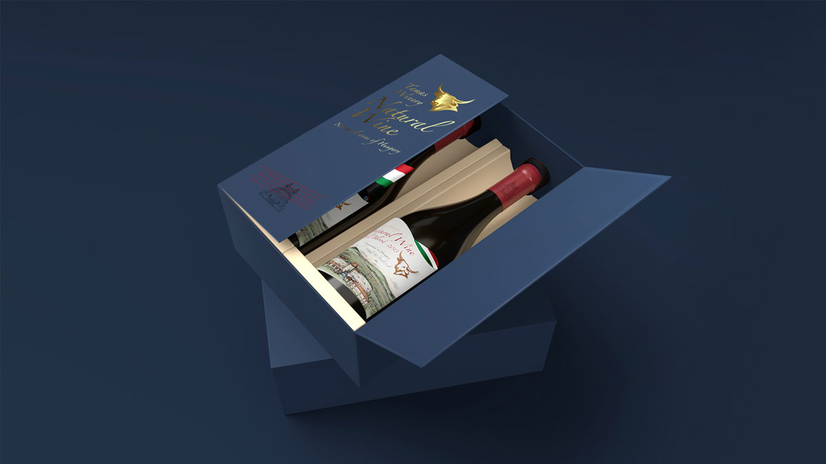 匈牙利Tamas Winery红酒-公牛酒庄插画设计