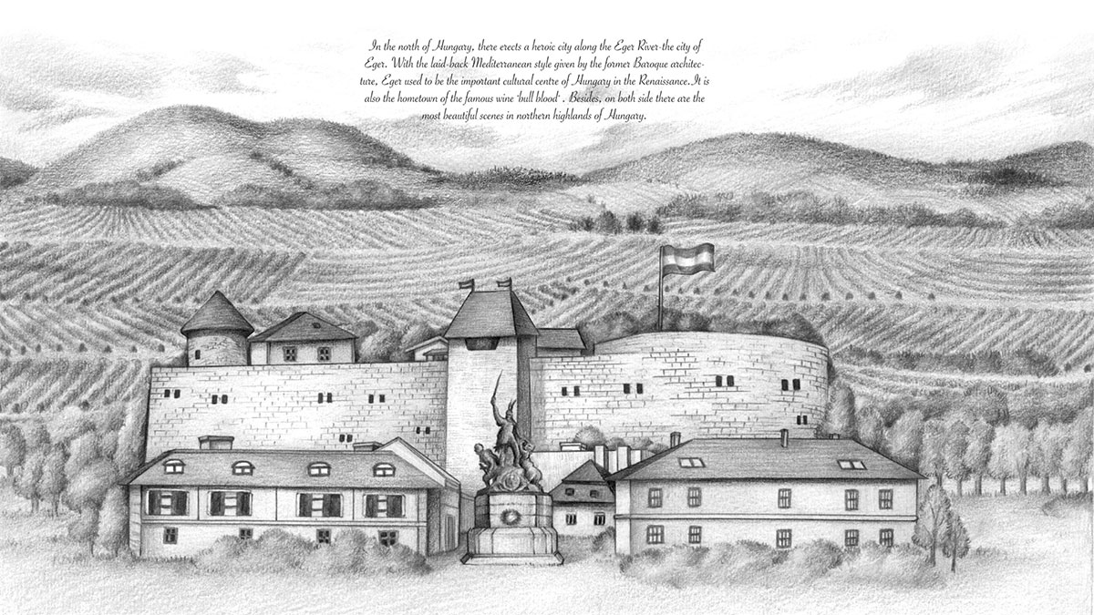 匈牙利Tamas Winery红酒-公牛酒庄插画设计