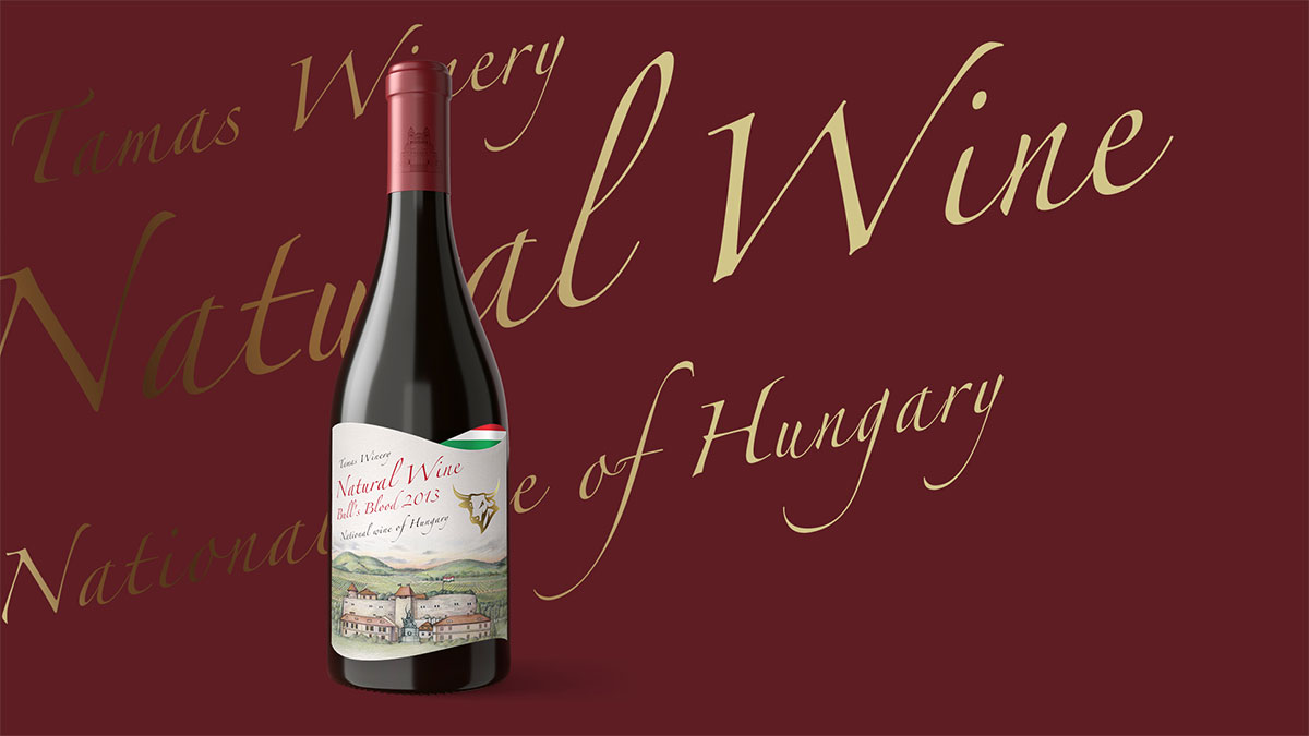 匈牙利Tamas Winery红酒-公牛酒庄插画设计