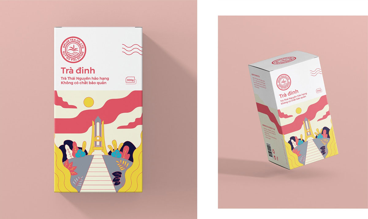 越南Tra Dinh茶叶-扁平插画艺术设计