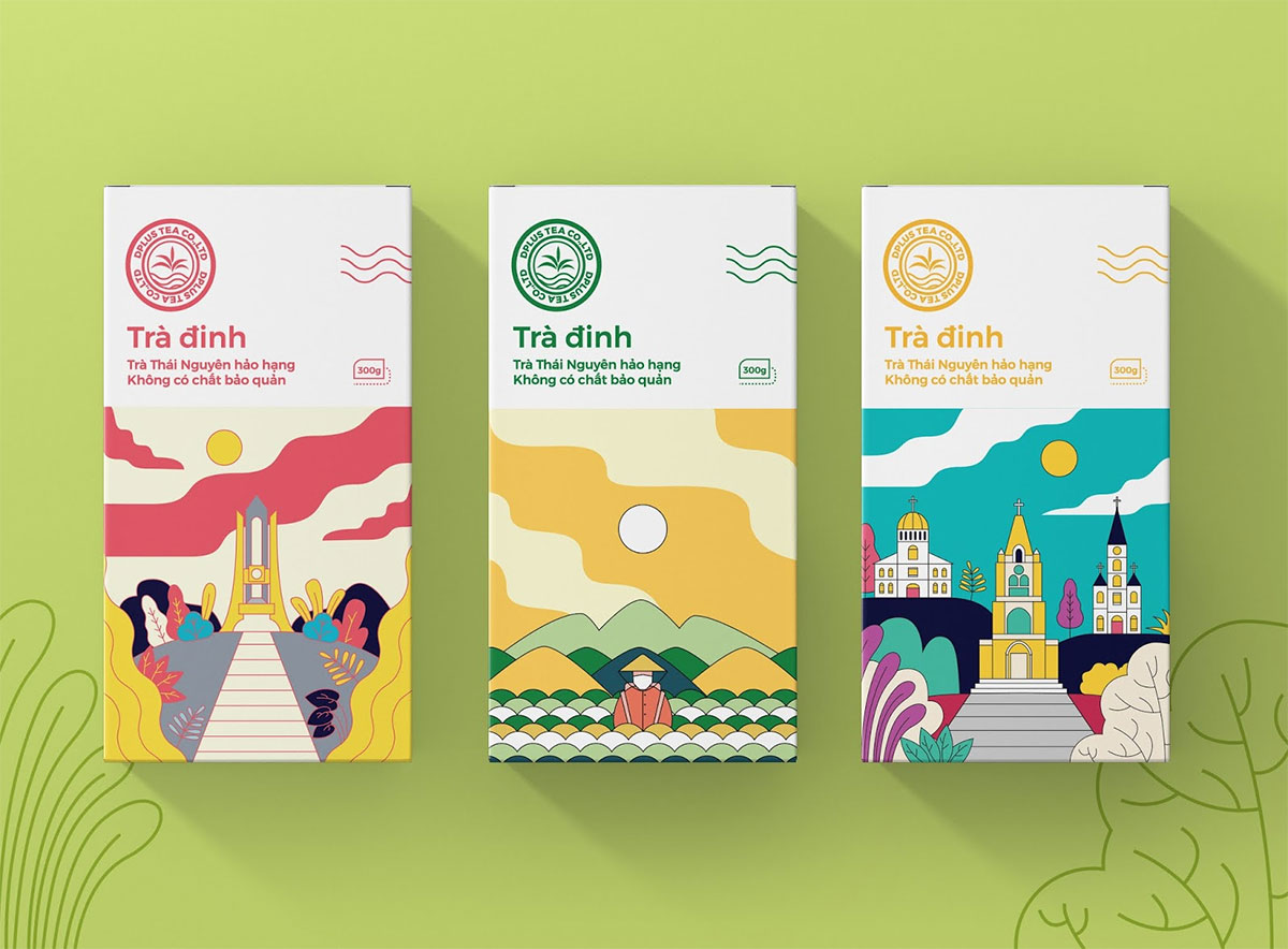 越南Tra Dinh茶叶-扁平插画艺术设计