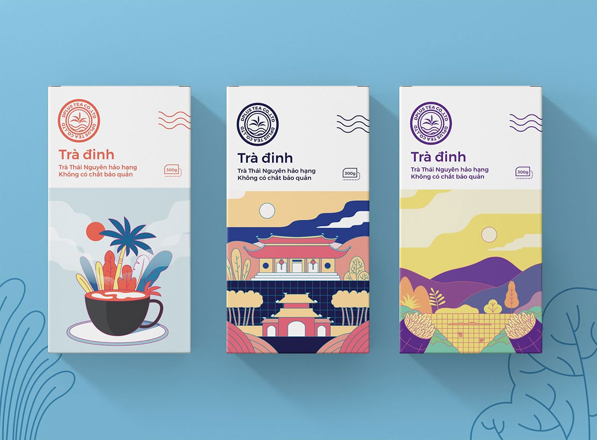 越南Tra Dinh茶叶-扁平插画艺术设计
