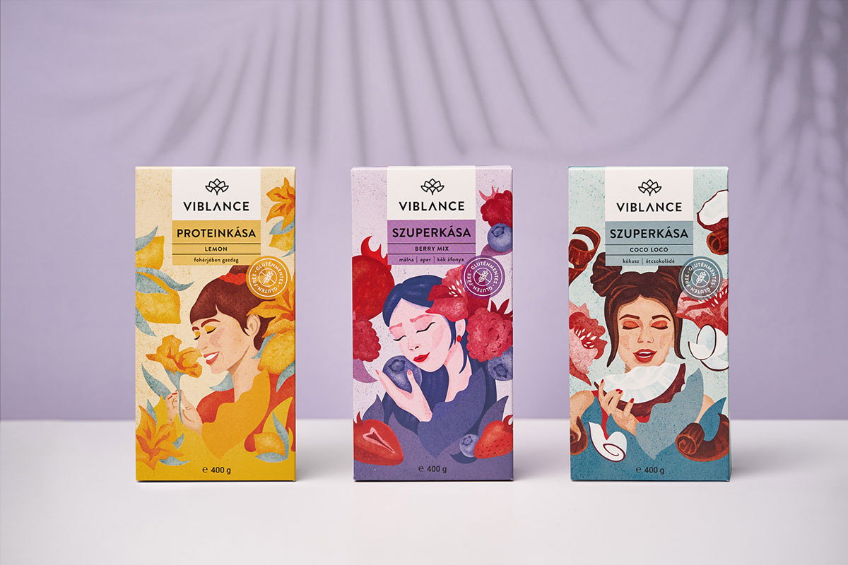 水果插画包装设计 Viblance无麸质早餐食品包装盒设计