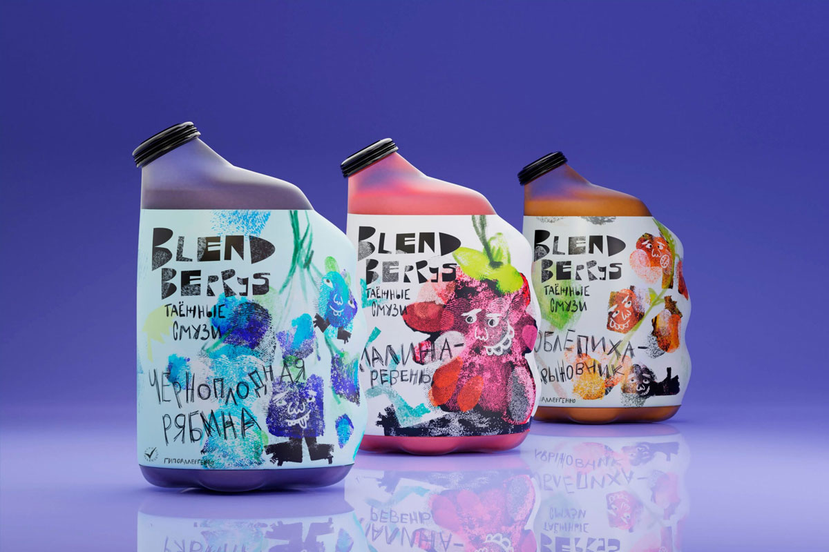 英国blendberry奶昔包装-卡通画设计