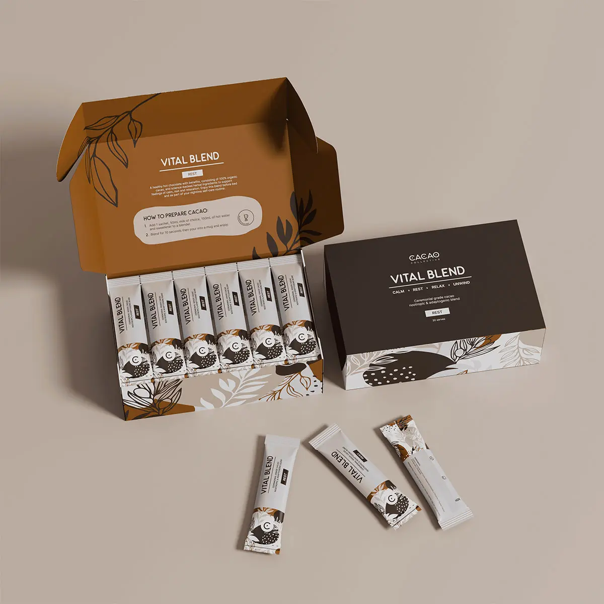 大地色包装盒设计 CACAO咖啡豆包装设计