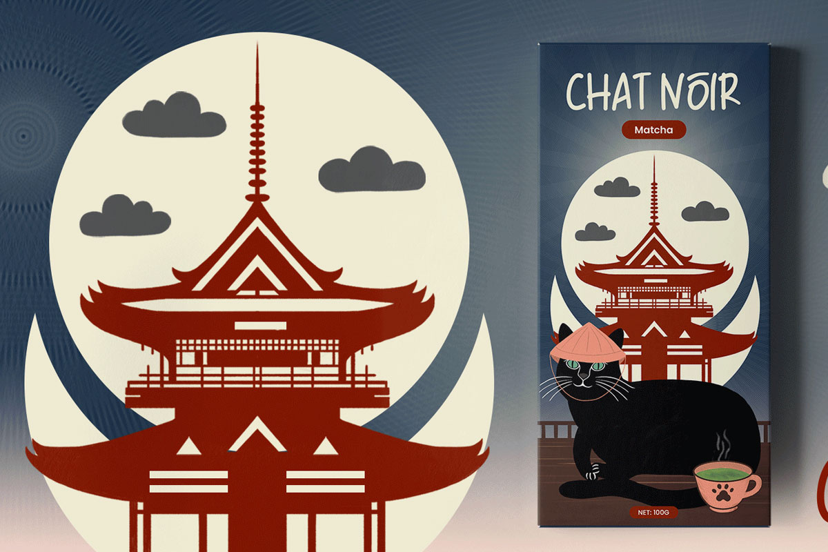 CHAT NOIR巧克力，猫插画包装设计