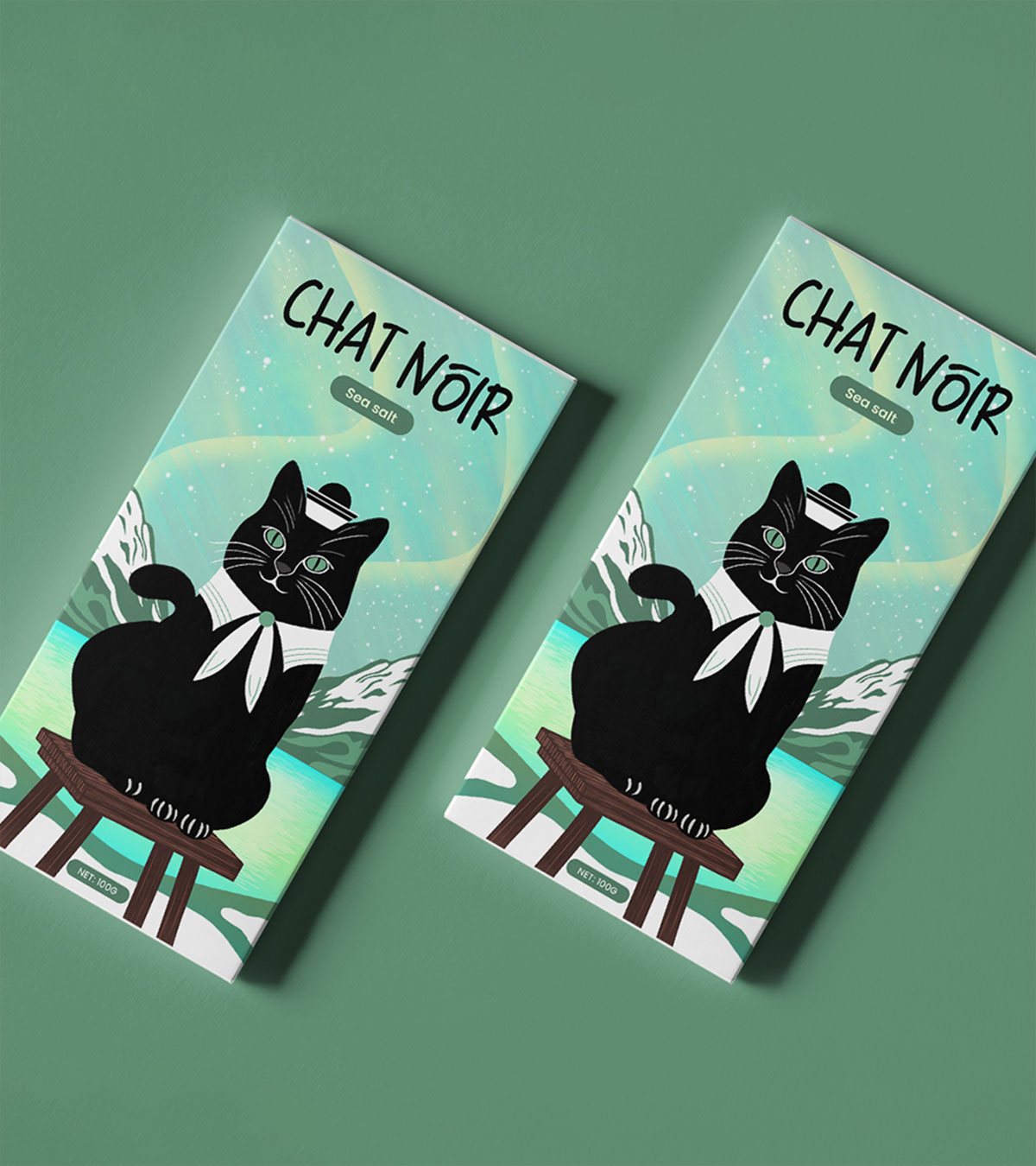 猫插画包装设计 CHAT NOIR巧克力包装设计