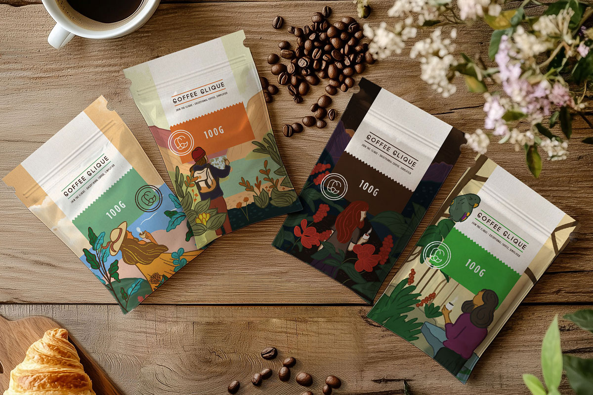 浓缩咖啡包装盒设计 COFFEE CLIQUE包装袋设计