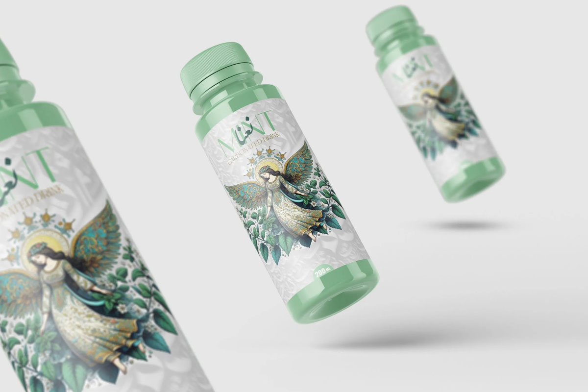 翅膀标签设计 MINT薄荷碳酸饮料包装设计