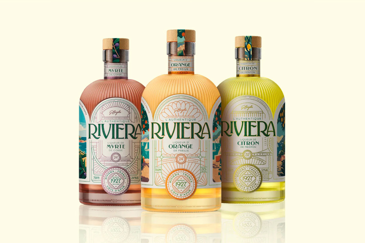 艺术线条包装瓶设计 法国RIVIERA利口酒包装设计