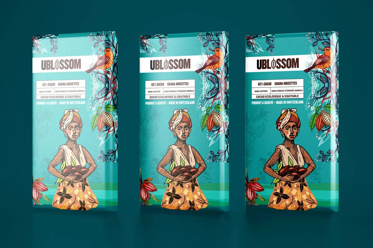 比利时UBLOSSOM巧克力-非洲文化插画设计