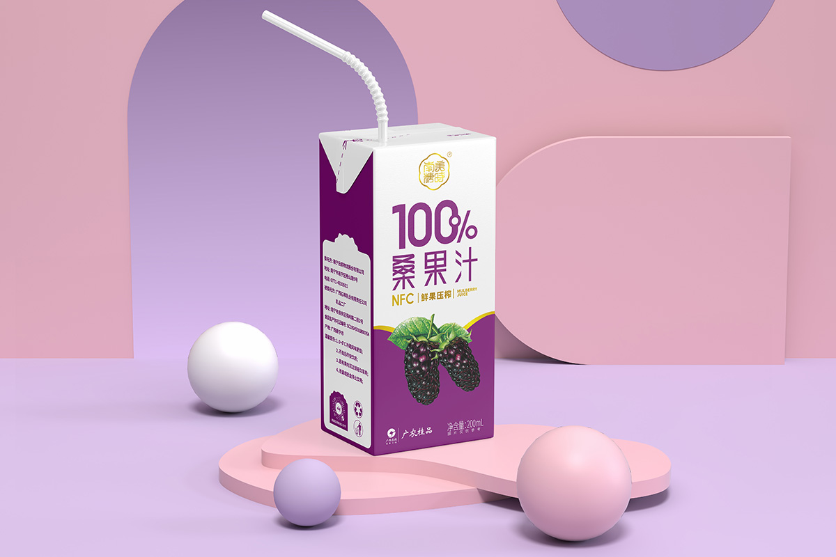 南糖美时包装设计、桑果饮料包装盒