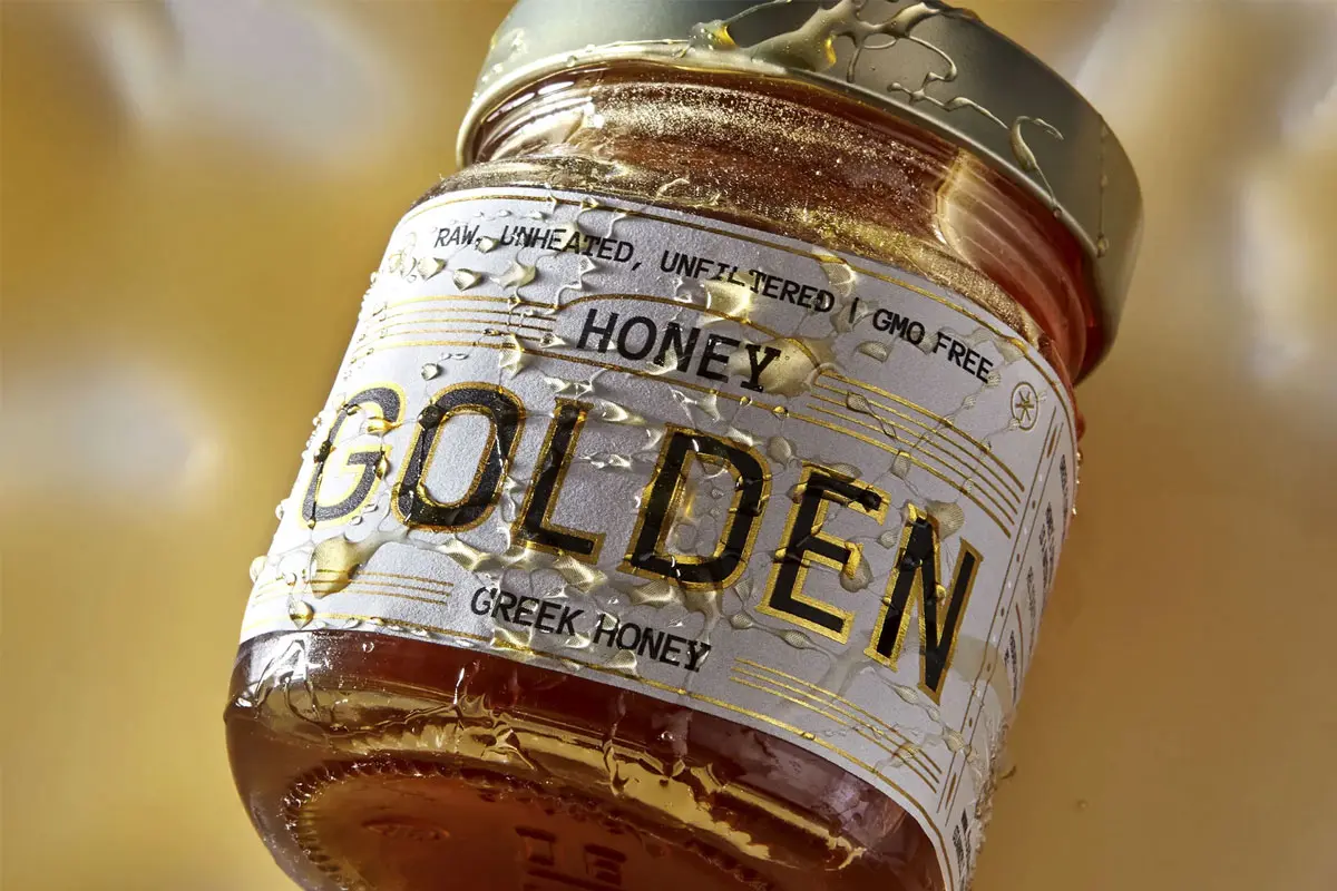 金色蜂蜜标签包装设计 GOLDEN希腊蜂蜜包装设计