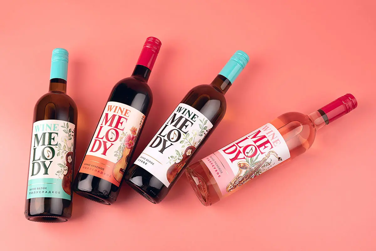 葡萄酒玻璃瓶包装设计 Wine MELODY音乐情感葡萄酒包装设计