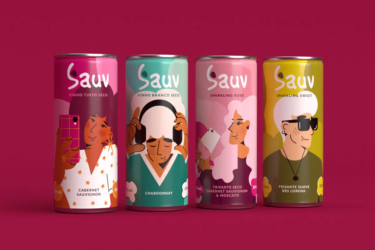 葡萄酒易拉罐包装设计 Sauv罐装葡萄酒包装设计