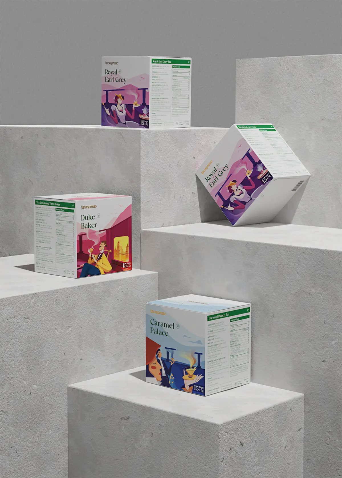 极简插画茶包装