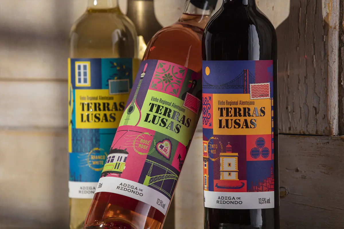 葡萄酒玻璃瓶包装设计 Terras Lusas葡萄酒包装设计