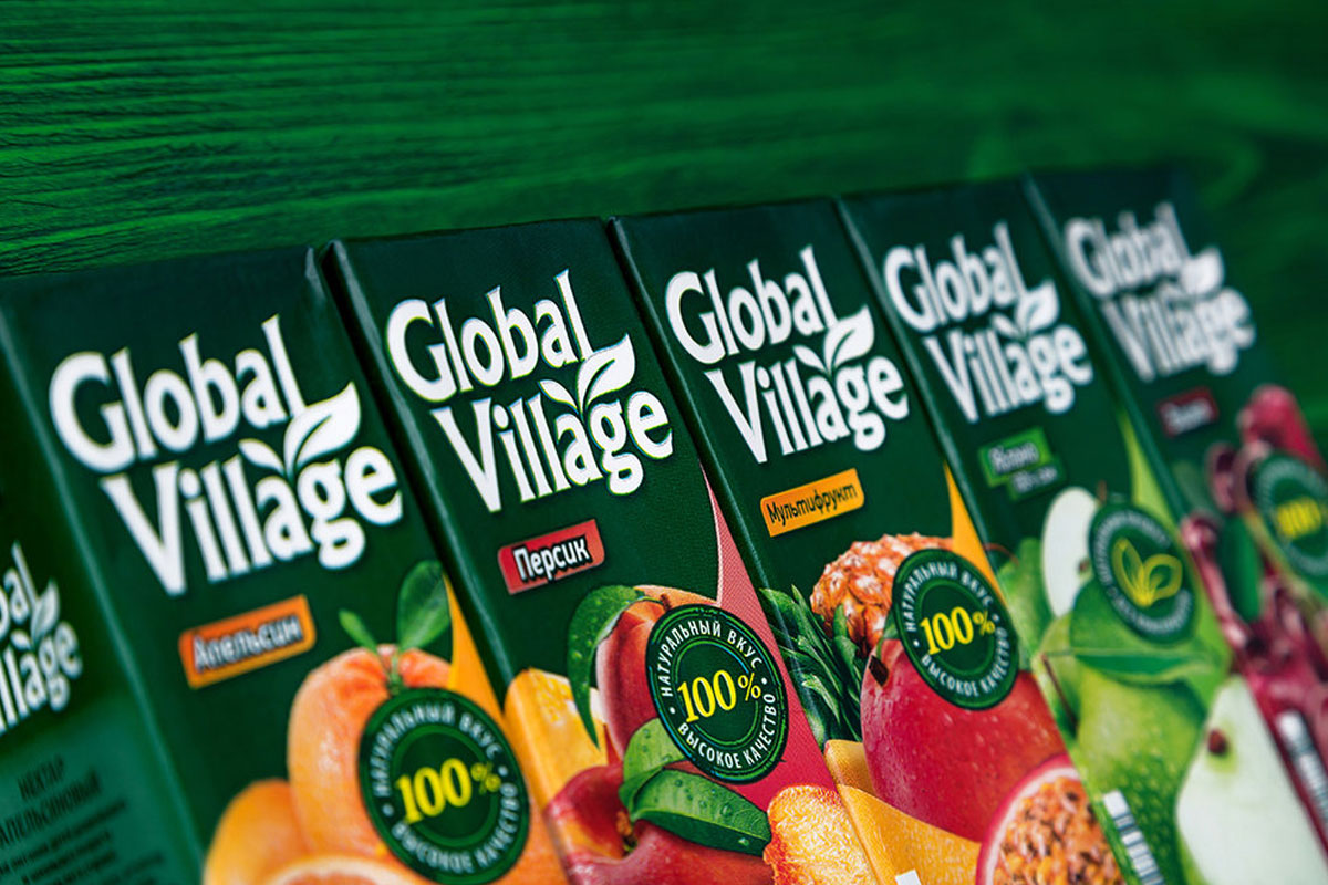 俄罗斯Global Village饮料包装设计-水果元素设计